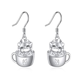 SHEAISRS Drogon Earrings for Women 925 Sterling Silver Cup Drogon Dangle Earrings Cute Animal Leverback Earrings Jewelry for Women
