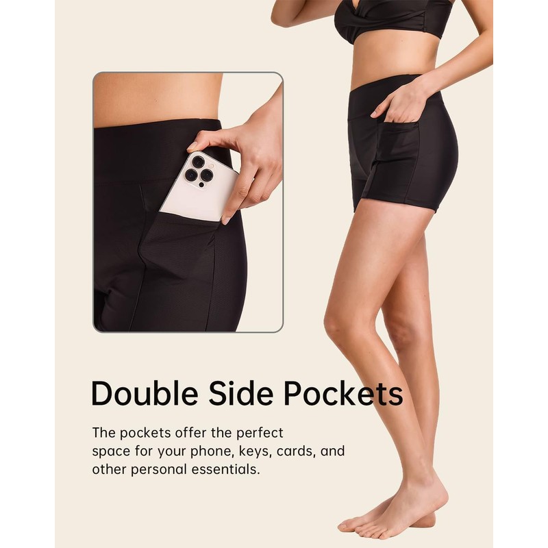 SINGNIER - Pantalones cortos de baño para mujer, de cintura