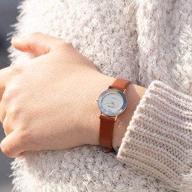 Armitron Women's 75/2447CHGPBN Diamond-Accented Gold-Tone and Brown Leather Strap Watch