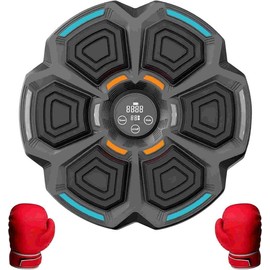 VZH Musical Boxing Machine, Wall Mounted Smart Bluetooth Boxing Trainer with Gloves, Home Exercise and Agility Training Equipment for Kids and Adults