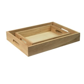 ANSDLIIY Wooden Serving Tray,Breakfast Tray,Wooden Tray,Decorative Tray,Used in Bedroom, Kitchen, Living Room, Bathroom,Coffee Tables,Hospital,Outdoors,Homes, Restaurant (2 pcs Set)