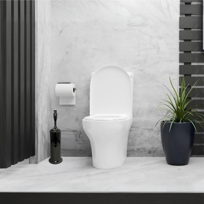 Splash Home Buena Stainless Steel Toilet Brush with Holder, Bowl