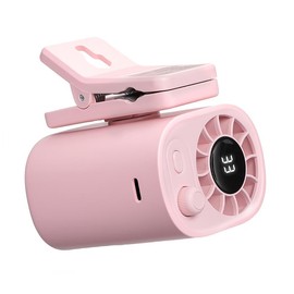 Joytutus Car Clip On Fan 【No Cooling Function】 with LED Display 360° Rotation 100 Speeds Adjustable USB Rechargeable Personal 1800mAh Battery Stepless Speed Adjustment - Charging:_Pink