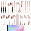 30 Pieces Rose Gold Silverware Sets Plus Serving Tong,Stainless Steel