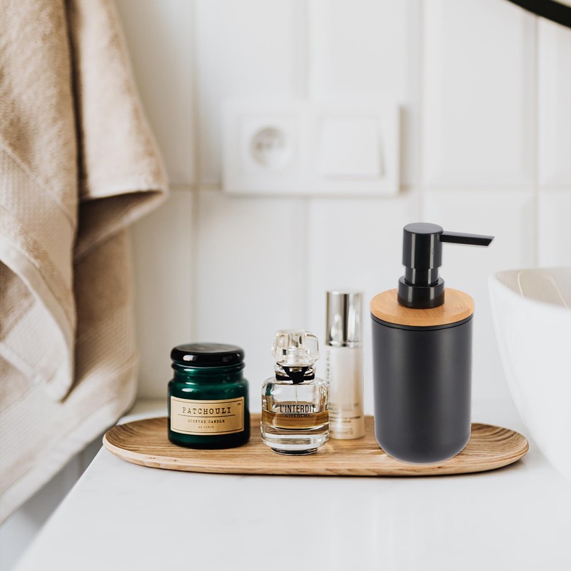 Black Soap and Lotion Pump Dispenser Padang with Bamboo Top