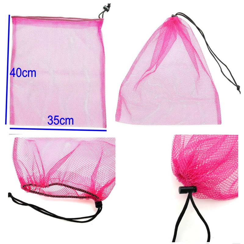 JZK 5x Multicolour 39x34cm large mesh drawstring storage bag for