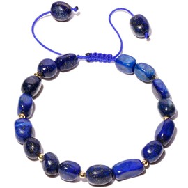 XHUUU - Pulseras irregulares con abalorio de cristales caídos hechos a mano, pulseras de energía Reiki para mujer, joyería regalo, Mediano, Piedra, Lapislázuli