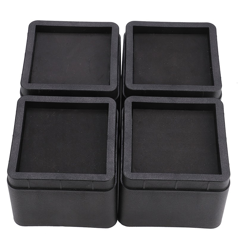 4PCS Durable Stackable Bed Risers Black Square MoisturE proof Insect