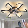 Ruibutrade Black Flower Modern Ceiling Fans with Lights, Low Profile
