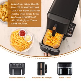 100PCS Ninja Double Stack XL 9.5L Air Fryer Liner, Dual Air Fryer Paper Liners for Ninja SL400UK, AF300UK, AF400UK, Air Fryer Liners Disposable for Ninja, Cosori, Tower, Other Dual Airfryer