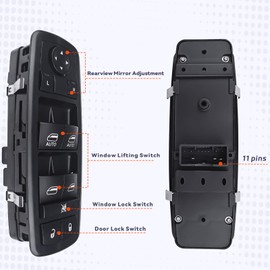 68139805AB Master Power Window Switch Replacement for 2011-2020 Chrysler 300, 2015-2017 Chrysler 200, 2011-2019 Dodge Charger, 2016-2022 Ram 1500 2500 3500#Replaces 56046823AE, 68231805AA