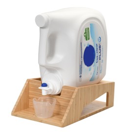 MobileVision Bamboo Laundry Detergent Holder with Drip Tray & Cup Storage for Laundry Rooms, Washing Areas, Cabinets, & Shelves