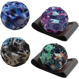 suction 4 PCS Moon Ball, Camouflage Bouncy Balls Set, 2 With Straps 2 Without, High Bouncing Moonball for Kids, Spaceballs for Sports and Outdoor Activities, Stress Relief