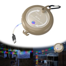 Nianjida Led Rope Lights Battery Operated,24Ft USB Indoor/Outdoor Rope Light Waterproof,Camping String Lights with Hooks&Storage Case,Rechargeable String Lights for Camping Party,RV Awnings,Bicycle