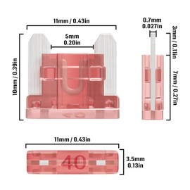 ALLECIN 40A Low Profile Mini Fuse 40 Amp Micro Car Fuses 40Amp Auto Blade Fusible Automotive Fusibles para Carro for RV Boat Automobile Truck (Pack of 50Pcs)