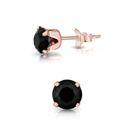 Rose Gold Earrings - Black Earrings - 925 Sterling Silver Studs Earrings Rose Gold Plated - Rose Gold Stud Earrings - Black Crystal Light Earrings - Gold Earrings