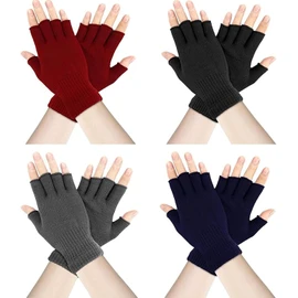 4 Pares De Guantes Sin Dedos Hombre y Mujer, Guantes Sin Dedos, Poliéster Elástico, Talla Única, Ideales para Ciclismo, Uso De Smartphones y Actividades Al Aire Libre En Climas Fríos