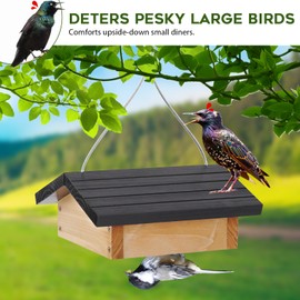 Gbekery Upside-Down Suet Feeder Squirrel Proof with Durable Cedar Wood,Winter Bird Feeders for Outdoors Hanging, Attracts Woodpeckers, Nuthatches, and Chickadees, Easy to Refill