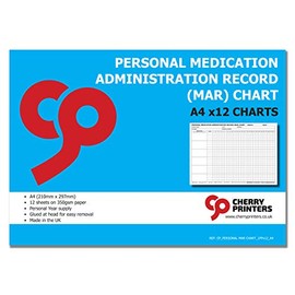 Cherry Personal MAR Chart (Medication Administration Record) Pad A4 12pages 350gsm