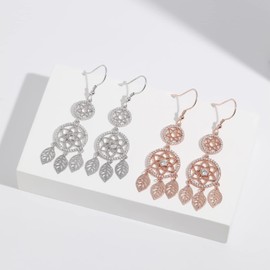 Meissa 925 Sterling Silber Traumfänger Baumeln und Tropfen Ohrringe für Frauen Rose Gold Ohrring Handmade Statement Ohrringe Geburtstagsgeschenke (Gold)