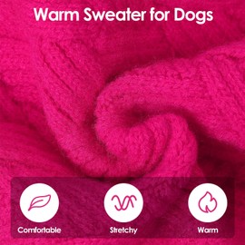 SUNFURA Dog Sweater, Medium Dog Sweaters Doggie Pullover for Fall Winter, Fleece Pet Christmas Sweaters for Holiday, Warm Turtleneck Knitwear for French Bulldog, Boston Terrier, Hot Pink M
