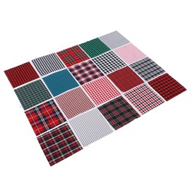 Pack of 20 Cotton Fabric Squares, Fabric Packs, Patchwork Fabrics, Cotton Cloth, Checked Fabric, 25 x 25 cm, Checked Fabric Scraps, Pre-Cut Fabric Scraps for DIY Crafts, Sewing, Quilting