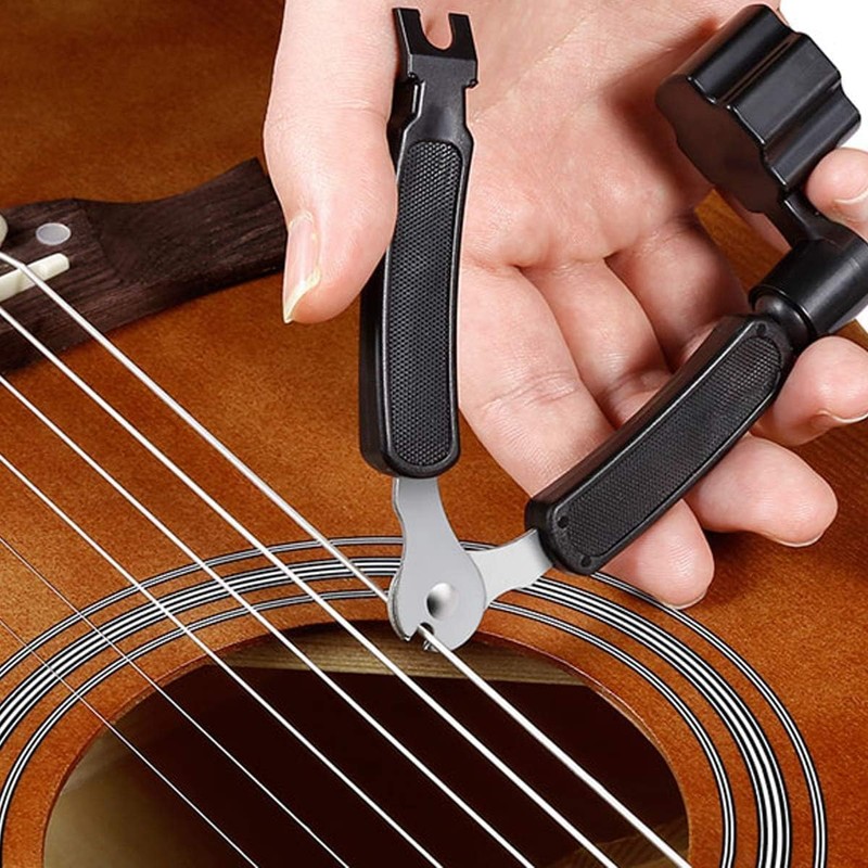 1 Pcs Black Guitar String Winder Cutter and Bridge Pin