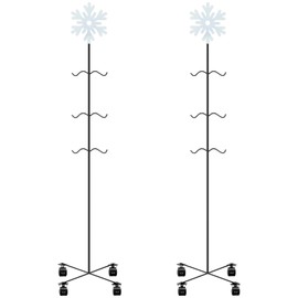 Cinnvoice 2 Pcs Christmas Stocking Holder with 4 360 Degrees Wheels, 59" Stocking Tree Stand,freestanding Stocking Rack Snowflake Pattern,Metal Stocking Hanger Stand for Bedroom Floor Party Fireplace