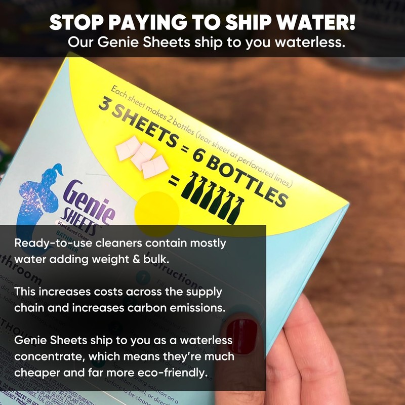 Genie Sheets Bathroom Cleaner | Concentrate Makes 6 24oz Refills