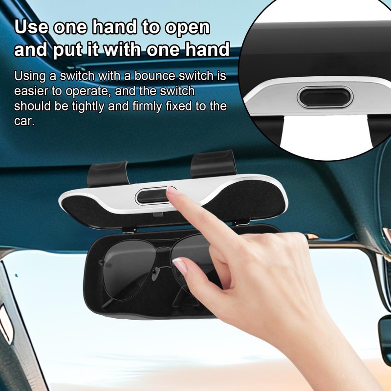 lasuroa Sunglasses Holder for Car Visor, Premium Black Glasses Case