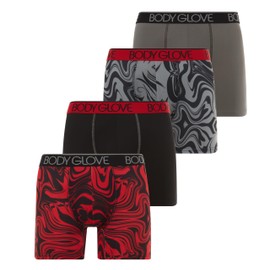 Body Glove Mens Boxer Briefs, Dry Fit Performance Underwear, Breathable Active Stretch Athletic Boxers, 6-Pack/Black/Large