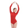 Women's Turtleneck Spandex Long Sleeve Leotard (Medium, Red)