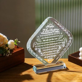 YWHL 75th Birthday Gifts for Women Men Crystal Gifts for 75 Years Old Birthday Decorations 75th Birthday Gift Ideas for Mom Grandma Wife Happy 75th Birthday Presents