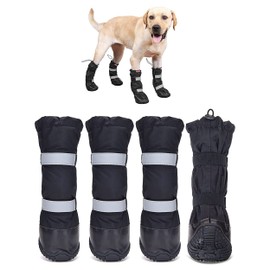 Hipaw Waterproof Dog Shoes for Medium Large Dogs, Durable Nonslip Rubber Sole Paw Protectors for Winter Snow Rain Hiking, Dog Rain Boots with Reflective Straps, Dog Booties for Outdoor Walking