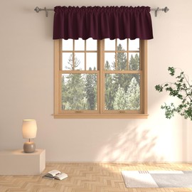 UPOPO - Cortina de cenefa de color burdeos de 14 pulgadas de largo, para cocina, azul cielo, para oscurecer la sala de estar, bolsillo para barra de triple tela, pequeño y corto para ventana de baño, cenefa, recámara, 1 panel, 90 x 14 pulgadas