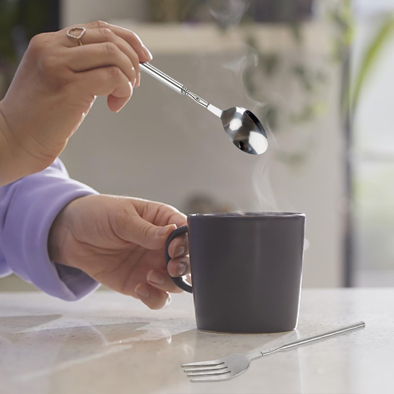 1 Piece Spoon and 1 Piece Fork, Stainless Steel Cutlery,