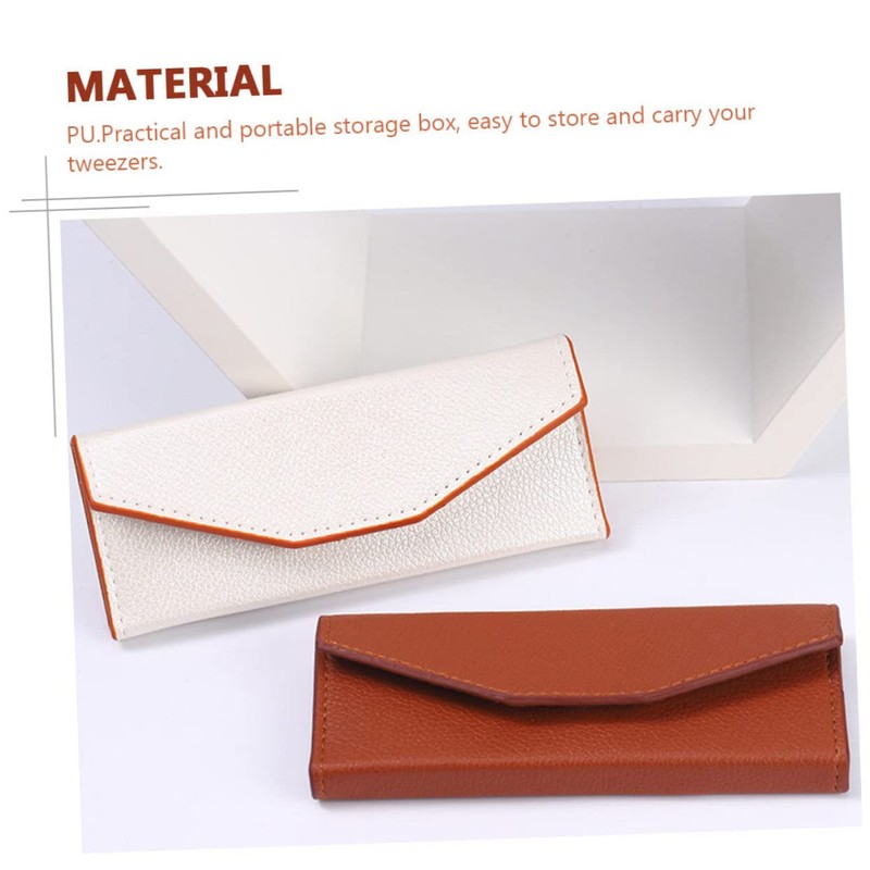 FOMIYES 2pcs Elegant Eyebrow Tweezers Storage Box Pu Material Organizers
