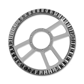 IMOOA Chrome 14" Billet Aluminum 9 Holes Steering Wheel Split Tri Spoke Style with Black Leather Half Wrap & Smooth Horn Button & Adapter