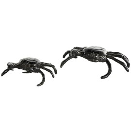 Deco 79 Aluminum Metal Crab Decorative Sculpture Home Decor Statues, Set of 2 Accent Figurines 13", 9"W, Black