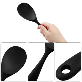 Coufce Black Silicone Rice Paddle Spoon - Heat Resistant Non Stick Rice Spatula Food Grade Kitchen Gadget - Dishwasher Safe