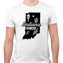 TeesAndTankYou State Shape Indiana Shirt Unisex Medium White
