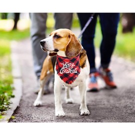 Malier 2 Pack Dog Bandana, Christmas Classic Buffalo Plaid Pattern with Tassels Edges Bandana, Pets Scarf Triangle Bibs Kerchief Bandana Costume Accessories for Small Medium Large Dogs Cats (Large)
