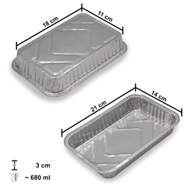 Mamatura Aluminium Bowls, Pack of 25, Suitable for Landmann Char-Broil Jamestown, 21 x 14 x 3 cm, 650 ml, Aluminium Drip Trays, Grill Trays