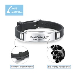 CERSLIMO Dad Bracelet Gifts for Dad - Silver Best Farther Ever Bracelets Dad Gifts from Daughter Son, Dad Christmas Gifts, Birthday Presents for Dad Daddy Fathers Day Bracelets Gifts with Gifts Box