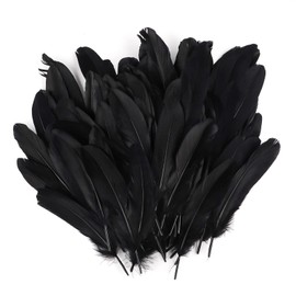 Vaktop Feathers for Crafts, Pack of 120 Black Feathers, Natural Craft Feathers, Feather Decoration for Dream Catchers, Earrings, DIY Crafts, Wedding Decoration