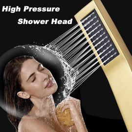 Bathroom Handheld Shower Wand, Hand Brass Shower Head with Long Hose, Gold Shower Head with Handheld Sprayer Showerhead Holder Wall Mount, BELLEARLY