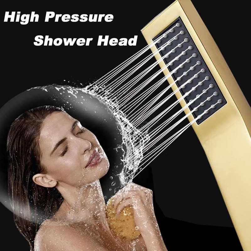 Bathroom Handheld Shower Wand, Hand Brass Shower Head with Long