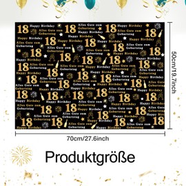 Ovanda Geschenkpapier Schwarz Gold, 18 Happy Birthday Wrapping Paper Jumbo Size 70 * 50cm, 5 Sheets Happy Birthday Paper With, Geschenkpapier Rolle, Geschenk Papier für Girls Boys Women Men Kids