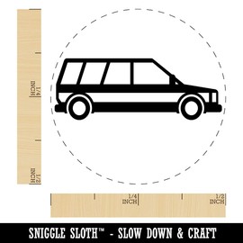 Station Wagon Family Car Vehicle Automobile Self-Inking Rubber Stamp Ink Stamper for Stamping Crafting Planners - 1/2 Inch Mini - Pink Ink