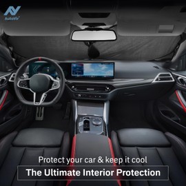 Autovir Autovir Windshield Sun Shade| 240T Polyster Windshield Shade for Sun,Heat,UV Rays |Reflective Car Sun Shade Windshield | Front Windshield Sunshade for Cars,Trucks, Sedans, SUVs | Medium (64" x 32")